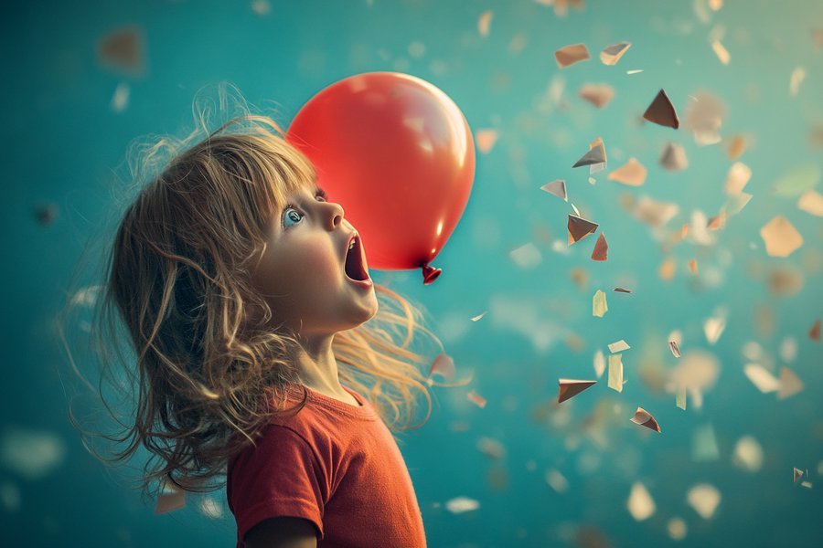 Balloon attracting paper scraps: a simple science experiment showing static electricity, ideal for science activities for preschoolers.